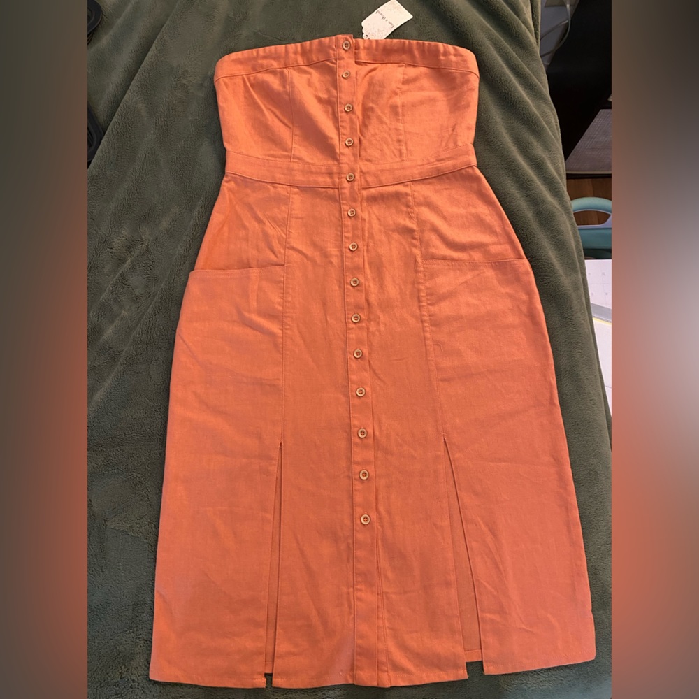 Orange strapless dress